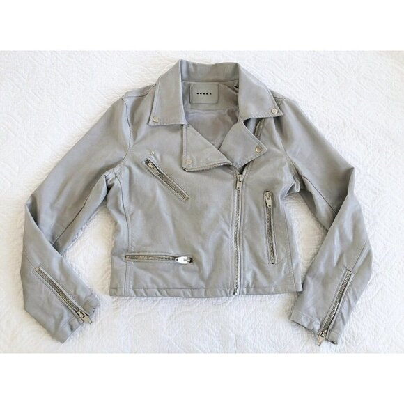 BLANKNYC Faux Leather Moto Jacket In Gray (Never Too Much) Womans Sz Medium - Picture 9 of 11